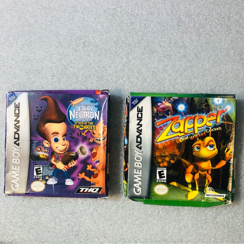 Zapper One Wicked Cricket Jimmy Neutron Lot 2 Nintendo Game Boy Advance CIB
